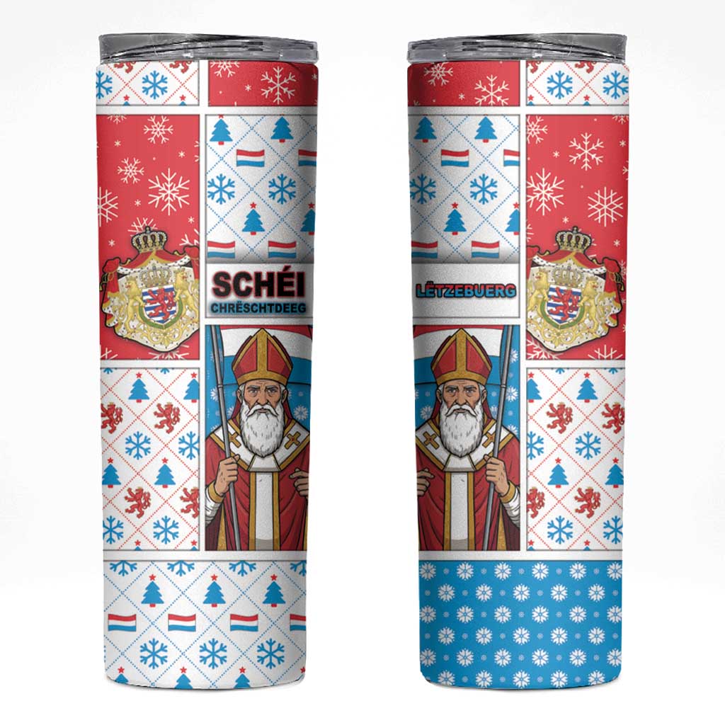 Luxembourg Christmas Skinny Tumbler Kleeschen With Xmas Patterns - Wonder Print Shop