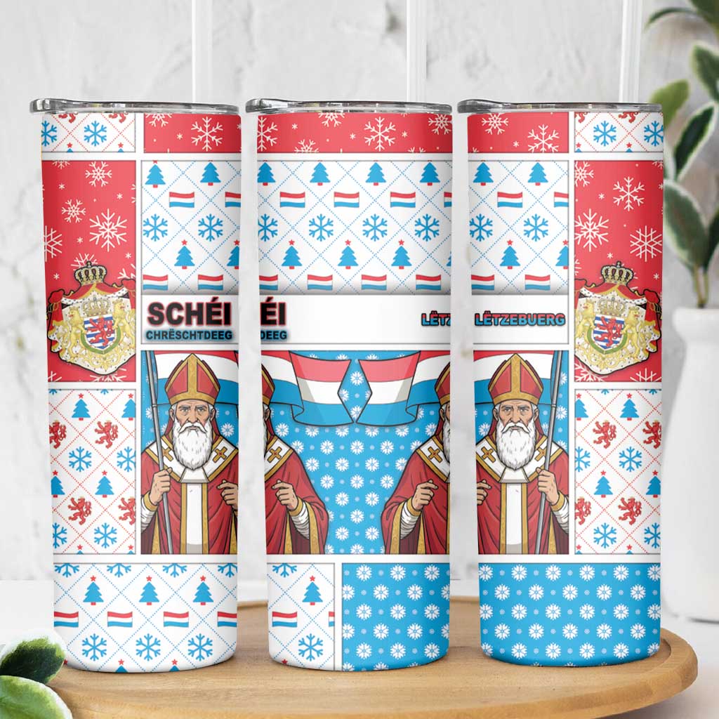 Luxembourg Christmas Skinny Tumbler Kleeschen With Xmas Patterns - Wonder Print Shop
