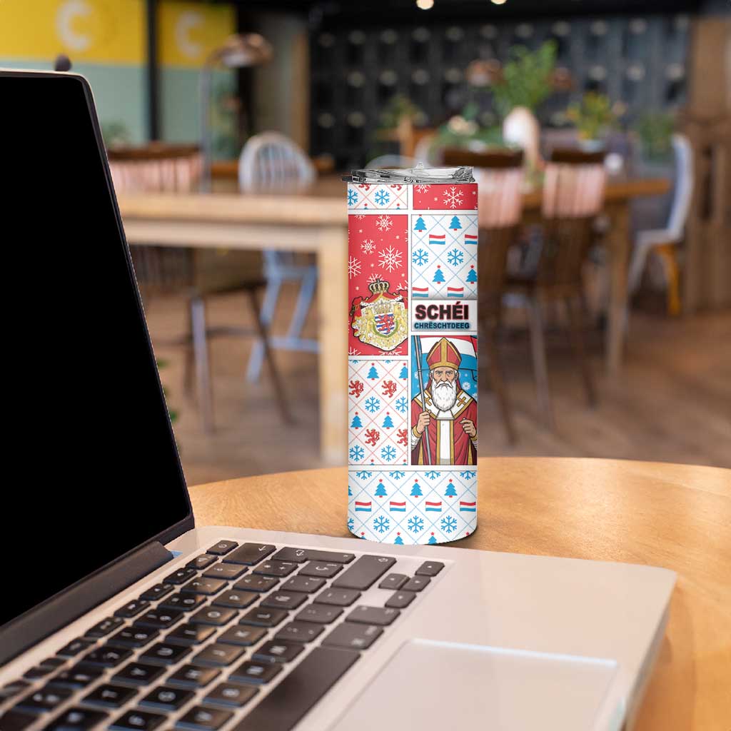 Luxembourg Christmas Skinny Tumbler Kleeschen With Xmas Patterns - Wonder Print Shop