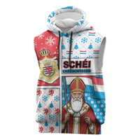 Luxembourg Christmas Sleeveless Hoodie Kleeschen With Xmas Patterns - Wonder Print Shop