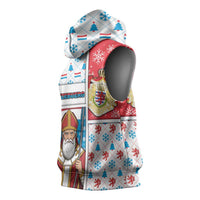 Luxembourg Christmas Sleeveless Hoodie Kleeschen With Xmas Patterns - Wonder Print Shop