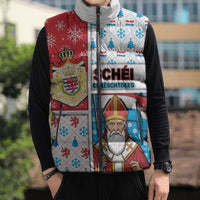 Luxembourg Christmas Sleeveless Puffer Jacket Kleeschen With Xmas Patterns - Wonder Print Shop
