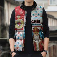 Luxembourg Christmas Sleeveless Puffer Jacket Kleeschen With Xmas Patterns - Wonder Print Shop