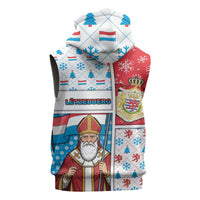 Luxembourg Christmas Sleeveless Zip Hoodie Kleeschen With Xmas Patterns - Wonder Print Shop