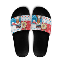 Luxembourg Christmas Slide Sandals Kleeschen With Xmas Patterns - Wonder Print Shop
