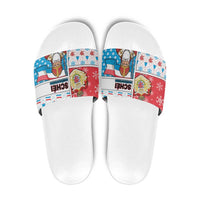 Luxembourg Christmas Slide Sandals Kleeschen With Xmas Patterns - Wonder Print Shop