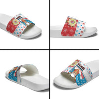 Luxembourg Christmas Slide Sandals Kleeschen With Xmas Patterns - Wonder Print Shop