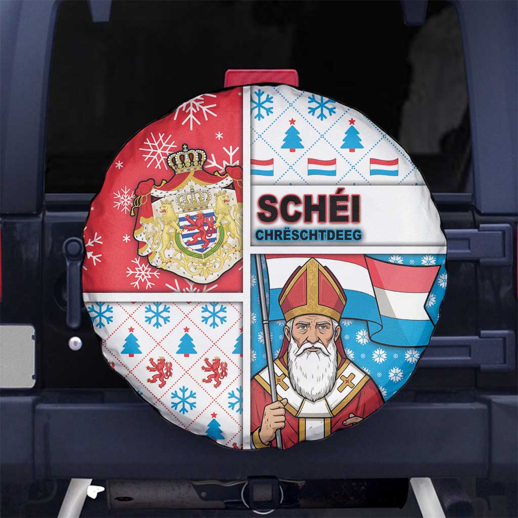Luxembourg Christmas Spare Tire Cover Kleeschen With Xmas Patterns - Wonder Print Shop