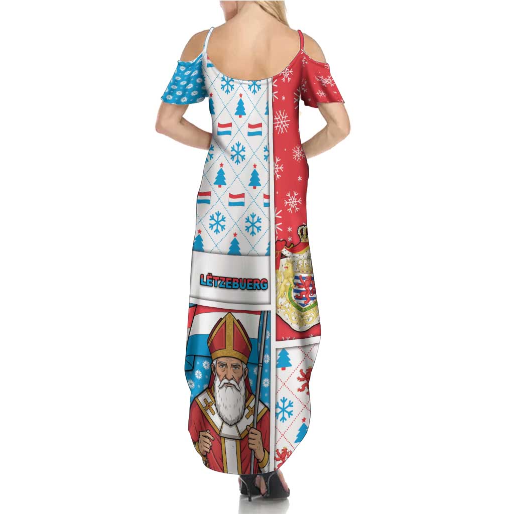 Luxembourg Christmas Summer Maxi Dress Kleeschen With Xmas Patterns - Wonder Print Shop
