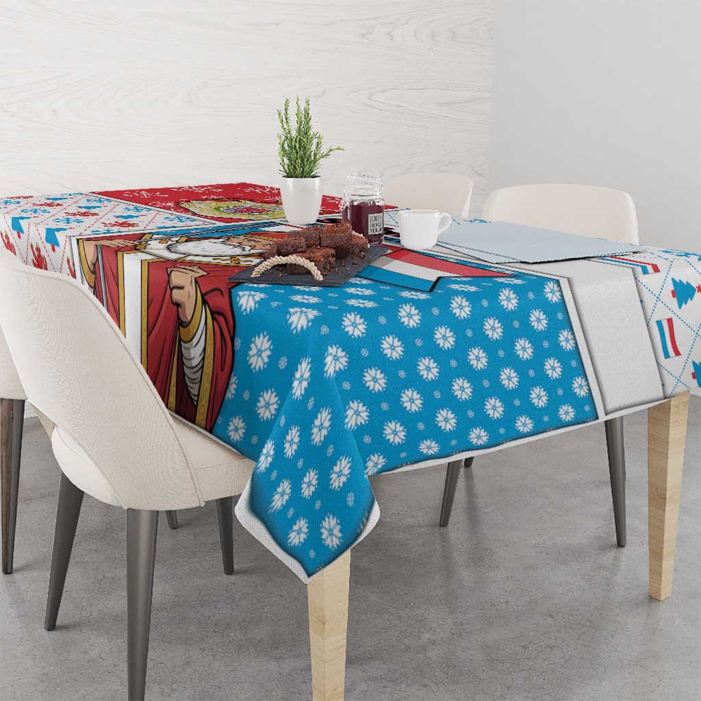 Luxembourg Christmas Tablecloth Kleeschen With Xmas Patterns - Wonder Print Shop