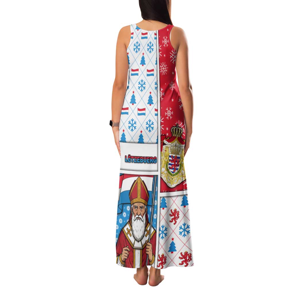 Luxembourg Christmas Tank Maxi Dress Kleeschen With Xmas Patterns - Wonder Print Shop