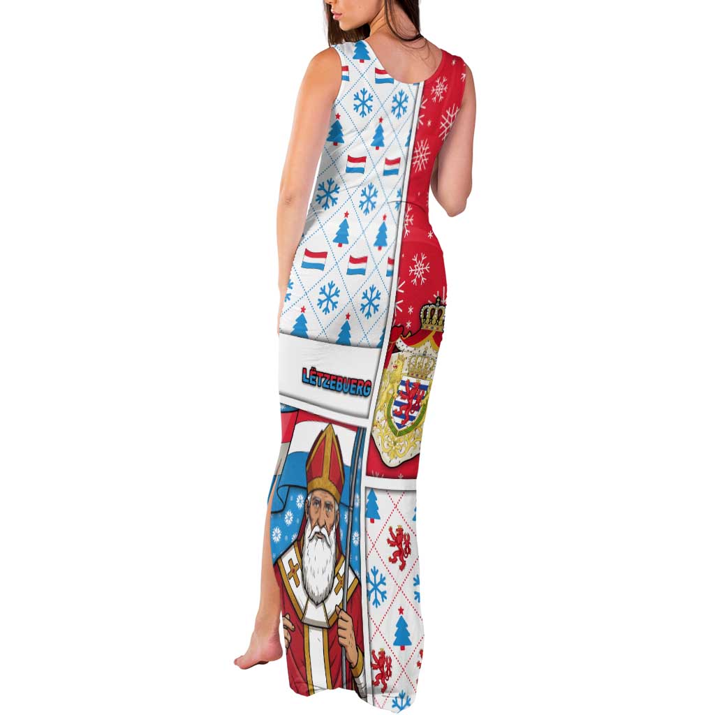 Luxembourg Christmas Tank Maxi Dress Kleeschen With Xmas Patterns - Wonder Print Shop