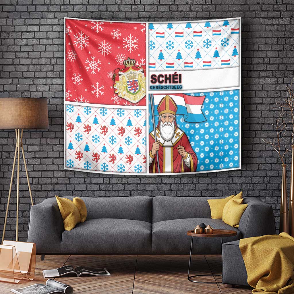 Luxembourg Christmas Tapestry Kleeschen With Xmas Patterns - Wonder Print Shop