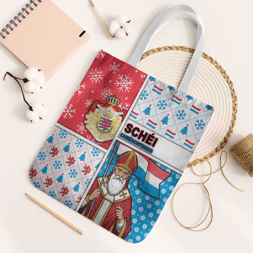 Luxembourg Christmas Tote Bag Kleeschen With Xmas Patterns - Wonder Print Shop