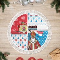 Luxembourg Christmas Tree Skirt Kleeschen With Xmas Patterns - Wonder Print Shop