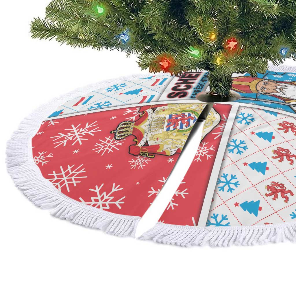 Luxembourg Christmas Tree Skirt Kleeschen With Xmas Patterns - Wonder Print Shop