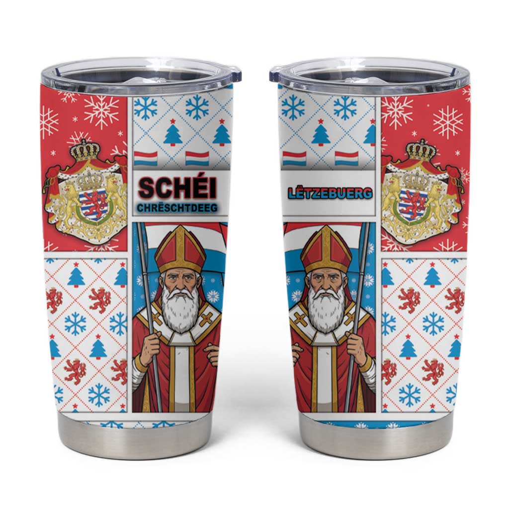 Luxembourg Christmas Tumbler Cup Kleeschen With Xmas Patterns - Wonder Print Shop