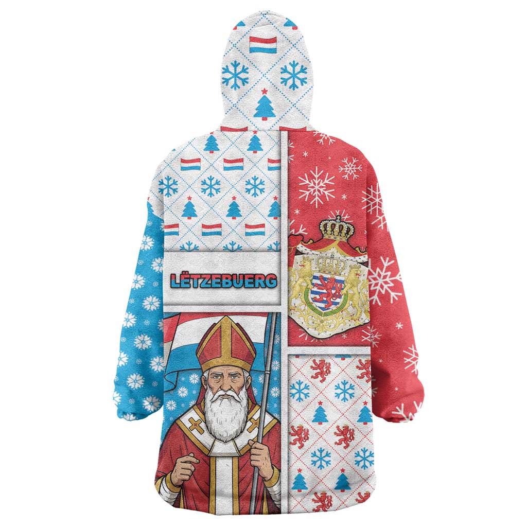 Luxembourg Christmas Wearable Blanket Hoodie Kleeschen With Xmas Patterns - Wonder Print Shop