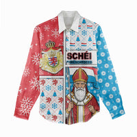Luxembourg Christmas Women Casual Shirt Kleeschen With Xmas Patterns - Wonder Print Shop