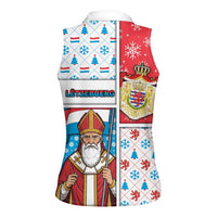 Luxembourg Christmas Women Sleeveless Polo Shirt Kleeschen With Xmas Patterns - Wonder Print Shop