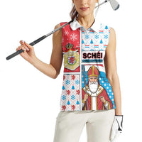 Luxembourg Christmas Women Sleeveless Polo Shirt Kleeschen With Xmas Patterns - Wonder Print Shop