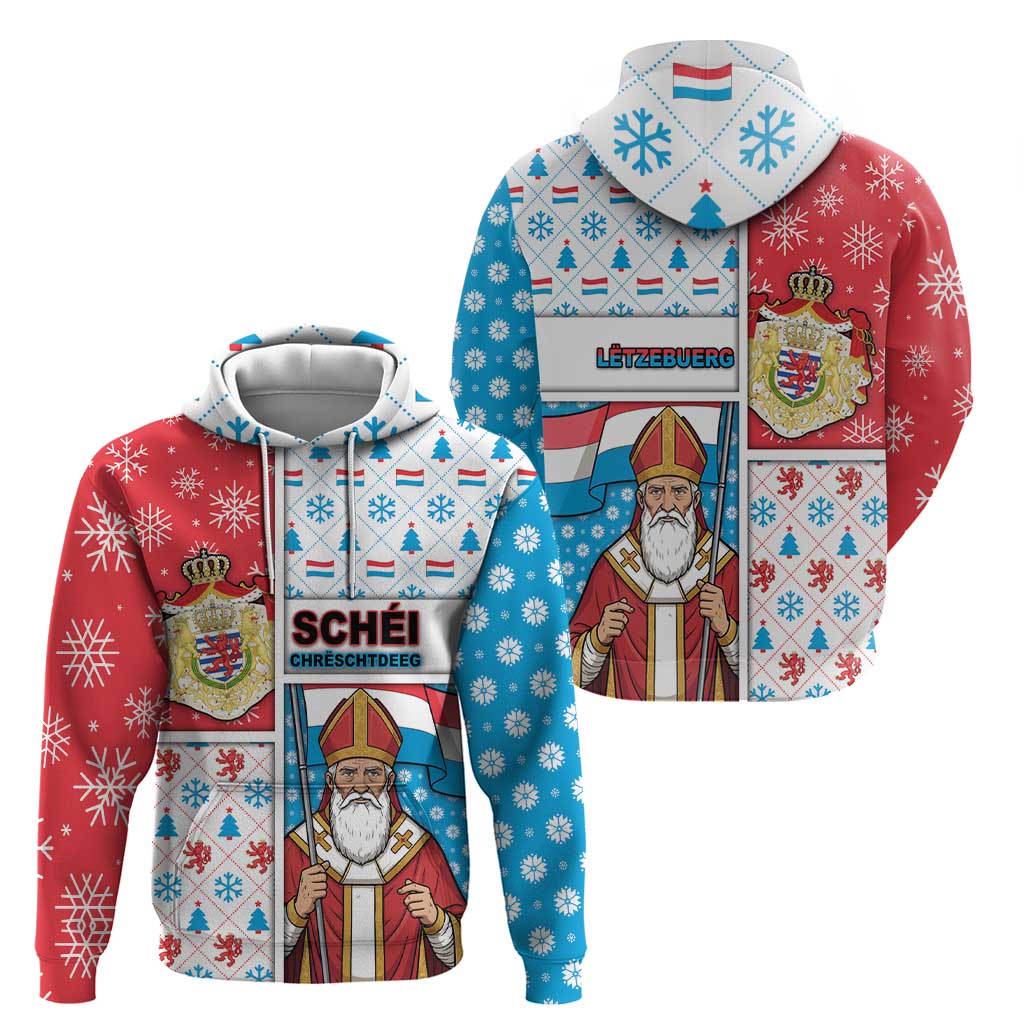 Luxembourg Christmas Zip Hoodie Kleeschen With Xmas Patterns - Wonder Print Shop
