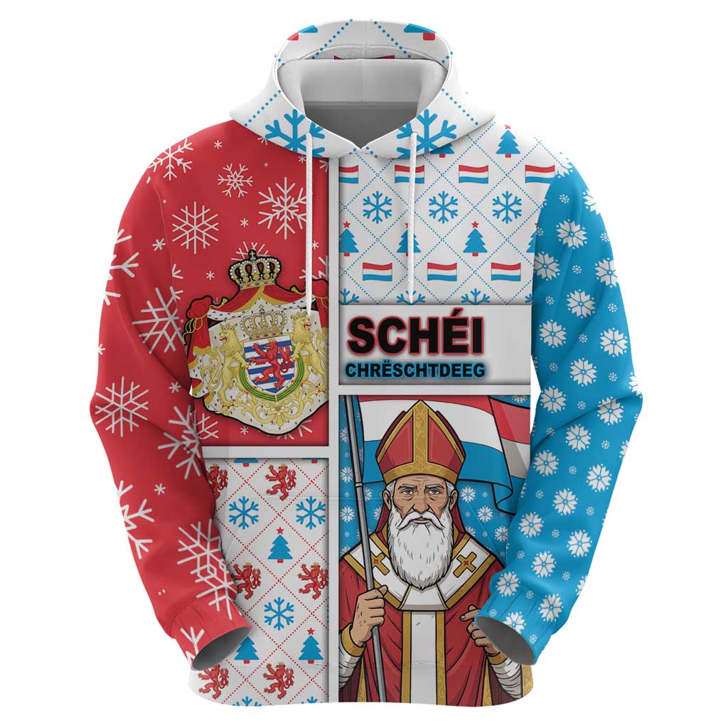 Luxembourg Christmas Zip Hoodie Kleeschen With Xmas Patterns - Wonder Print Shop