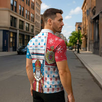 Luxembourg Christmas Zipper Polo Shirt Kleeschen With Xmas Patterns - Wonder Print Shop