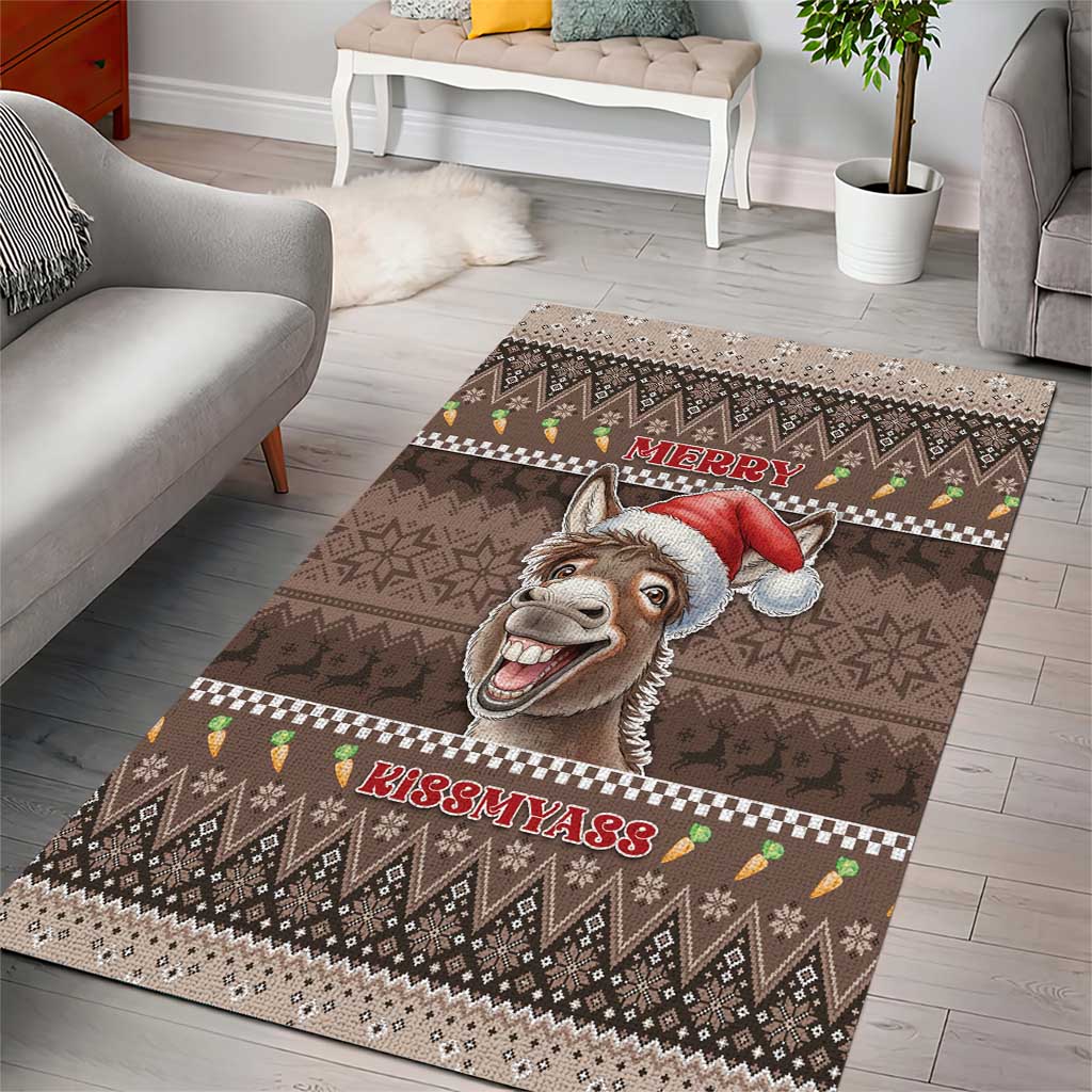 Donkey Christmas Area Rug Merry Kiss My Ass - Wonder Print Shop