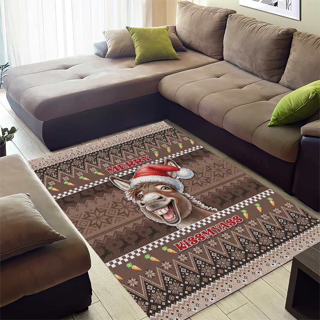 Donkey Christmas Area Rug Merry Kiss My Ass - Wonder Print Shop