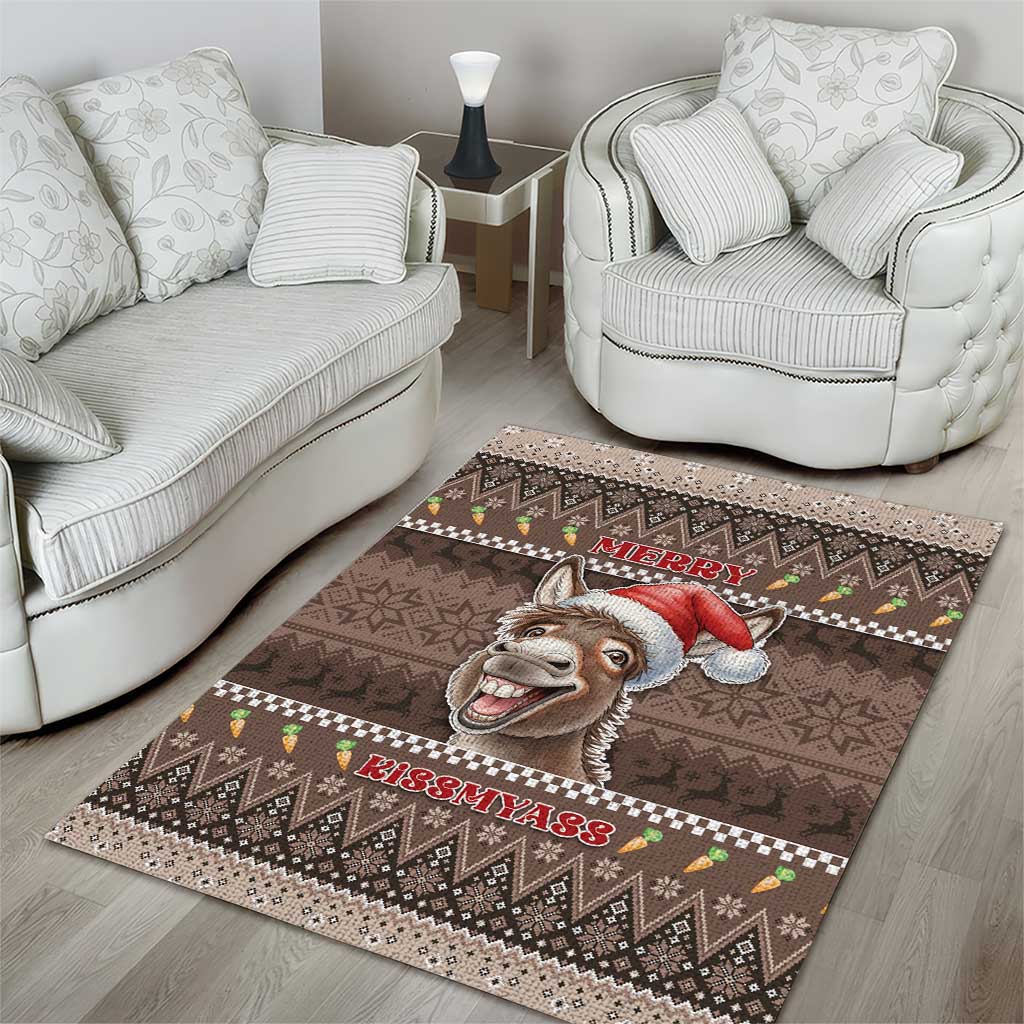 Donkey Christmas Area Rug Merry Kiss My Ass - Wonder Print Shop