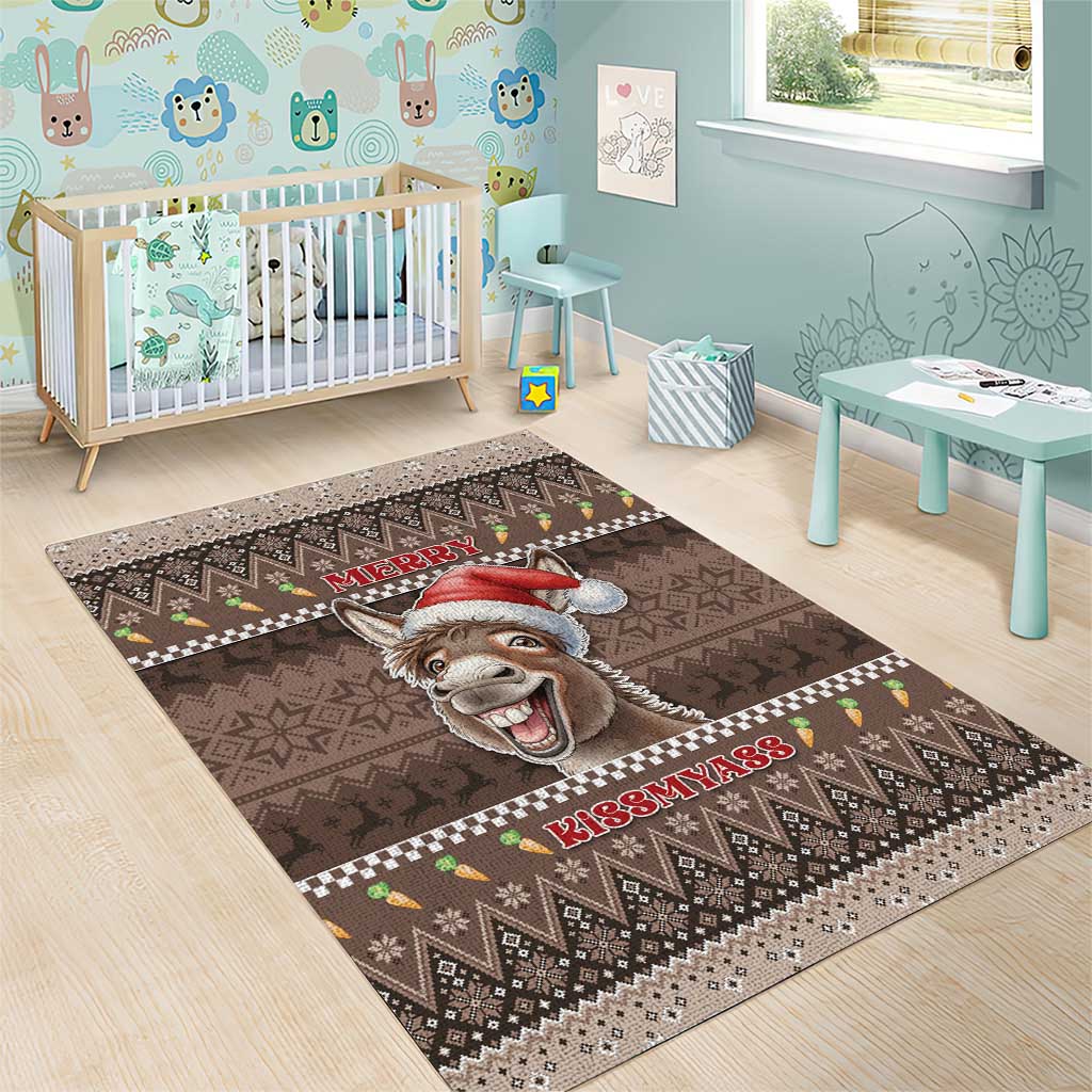 Donkey Christmas Area Rug Merry Kiss My Ass - Wonder Print Shop