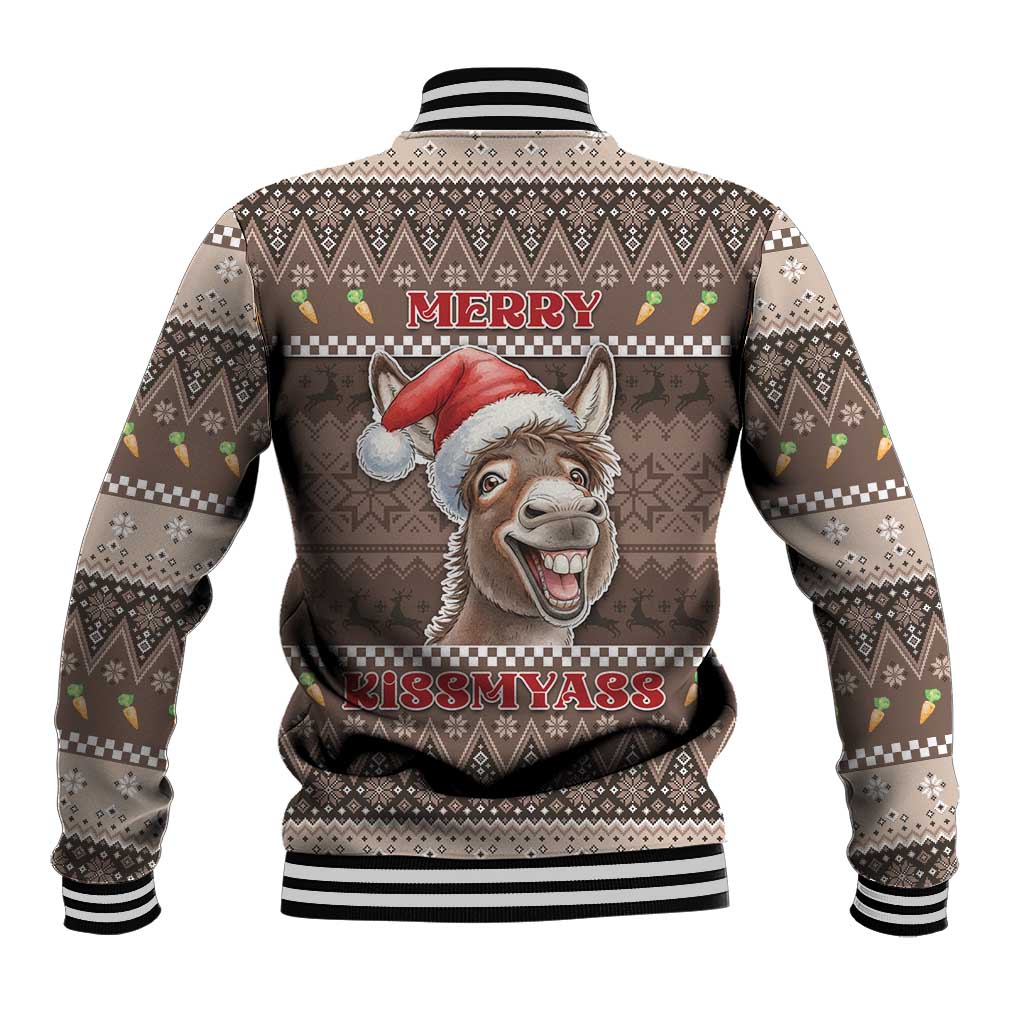 Donkey Christmas Baseball Jacket Merry Kiss My Ass - Wonder Print Shop
