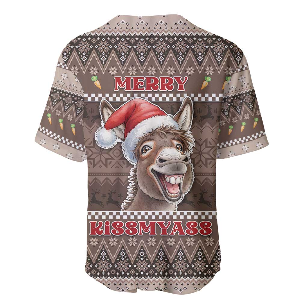 Donkey Christmas Baseball Jersey Merry Kiss My Ass - Wonder Print Shop