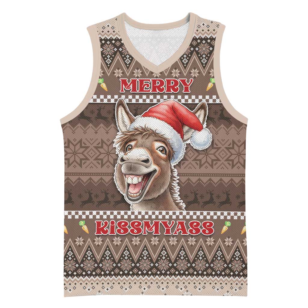Donkey Christmas Basketball Jersey Merry Kiss My Ass - Wonder Print Shop