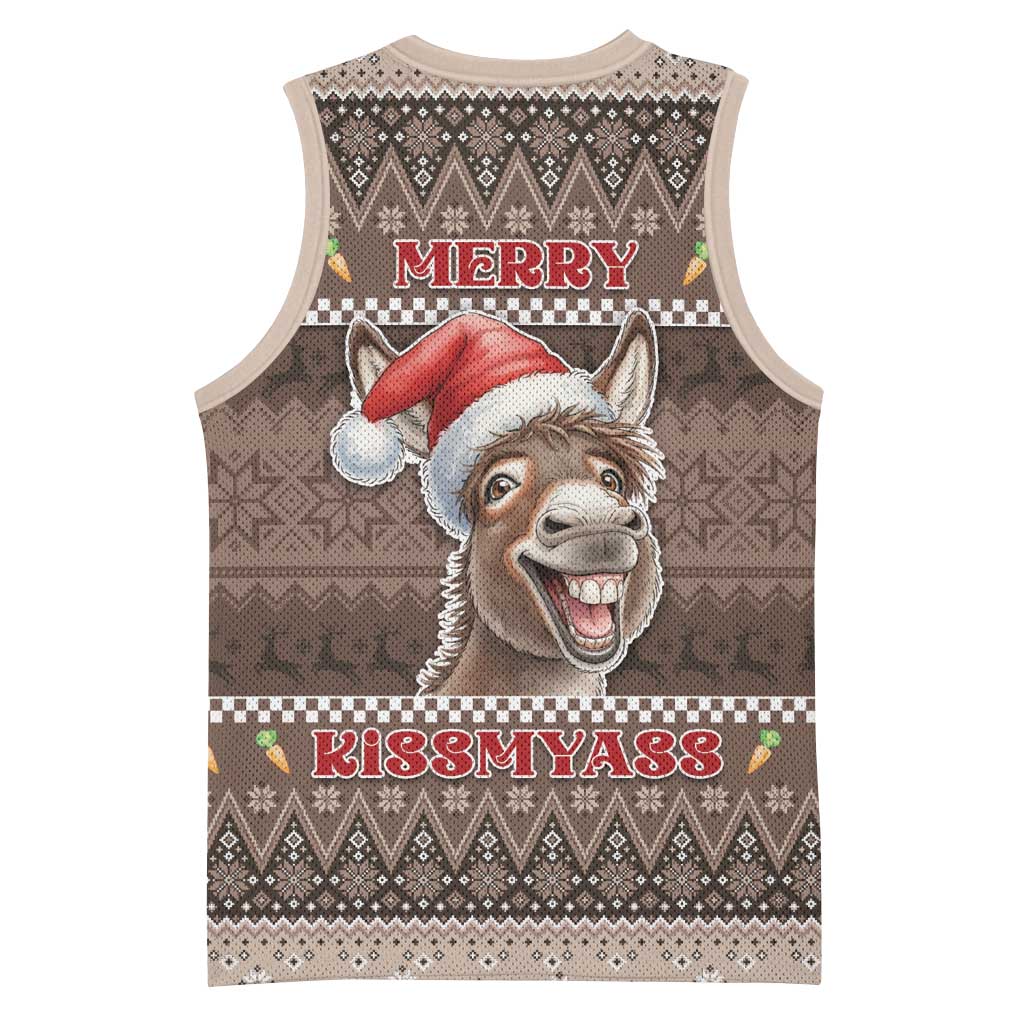 Donkey Christmas Basketball Jersey Merry Kiss My Ass - Wonder Print Shop