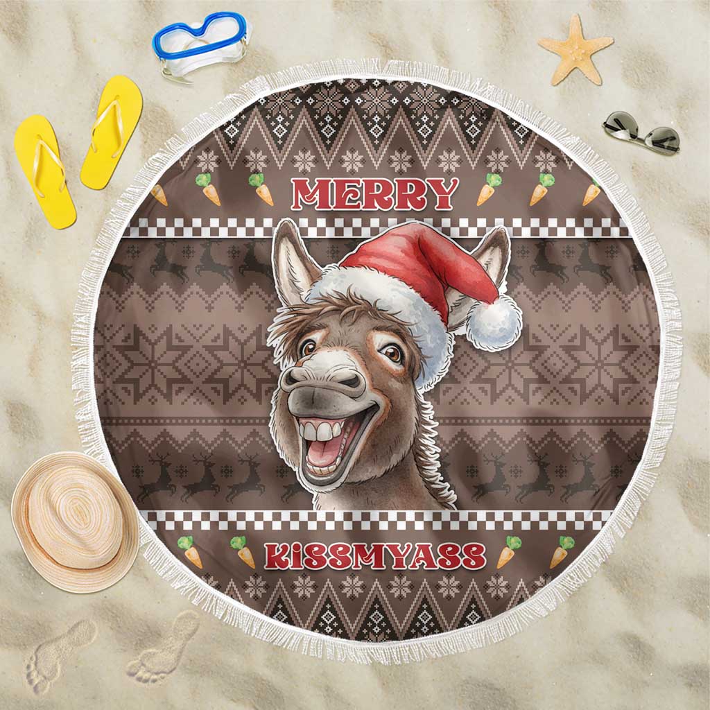 Donkey Christmas Beach Blanket Merry Kiss My Ass - Wonder Print Shop