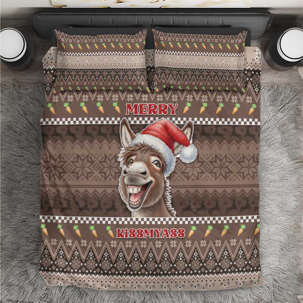 Donkey Christmas Bedding Set Merry Kiss My Ass - Wonder Print Shop