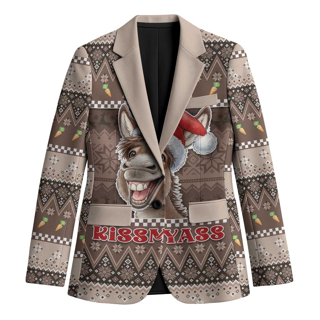 Donkey Christmas Blazer Merry Kiss My Ass - Wonder Print Shop