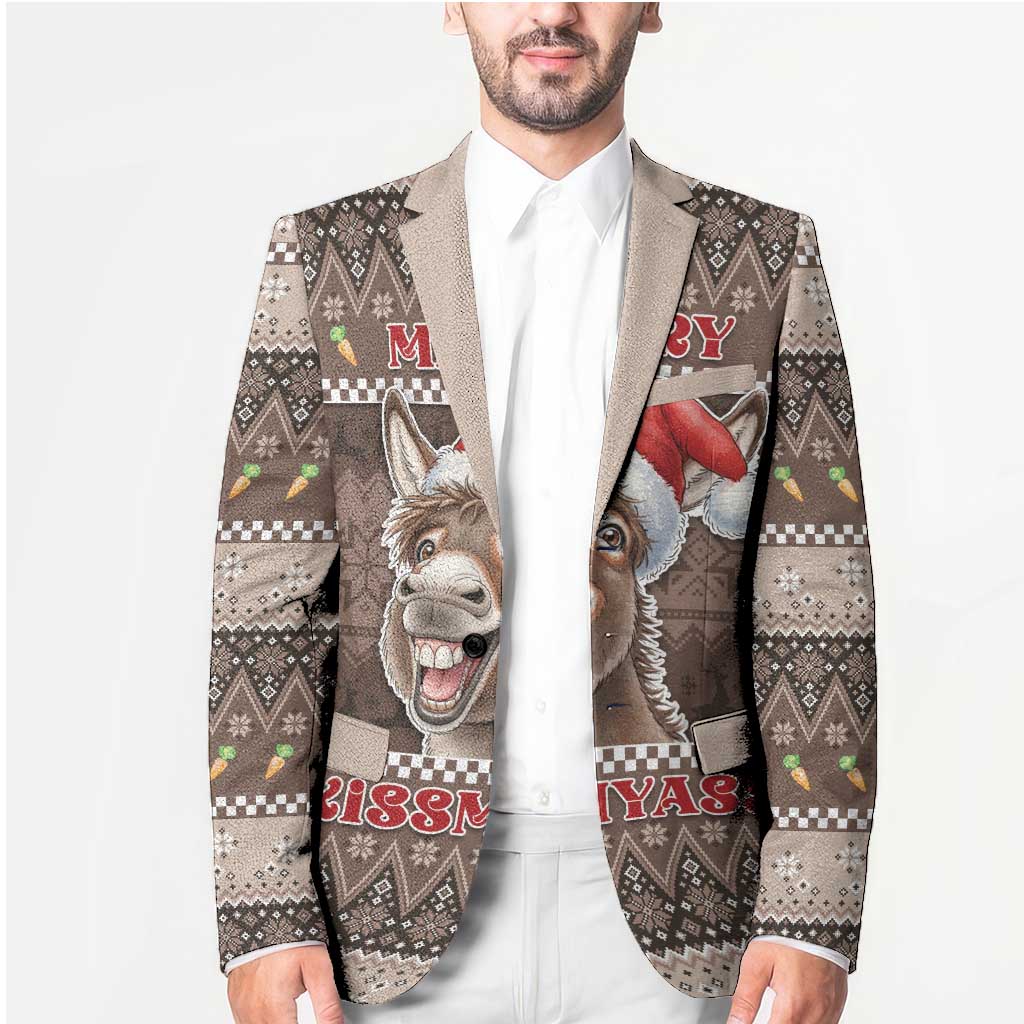 Donkey Christmas Blazer Merry Kiss My Ass - Wonder Print Shop