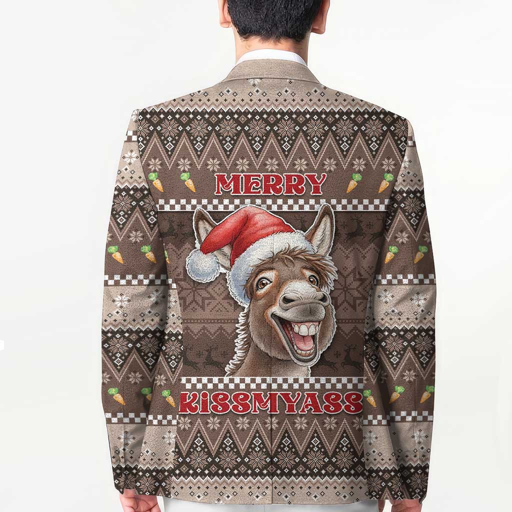 Donkey Christmas Blazer Merry Kiss My Ass - Wonder Print Shop