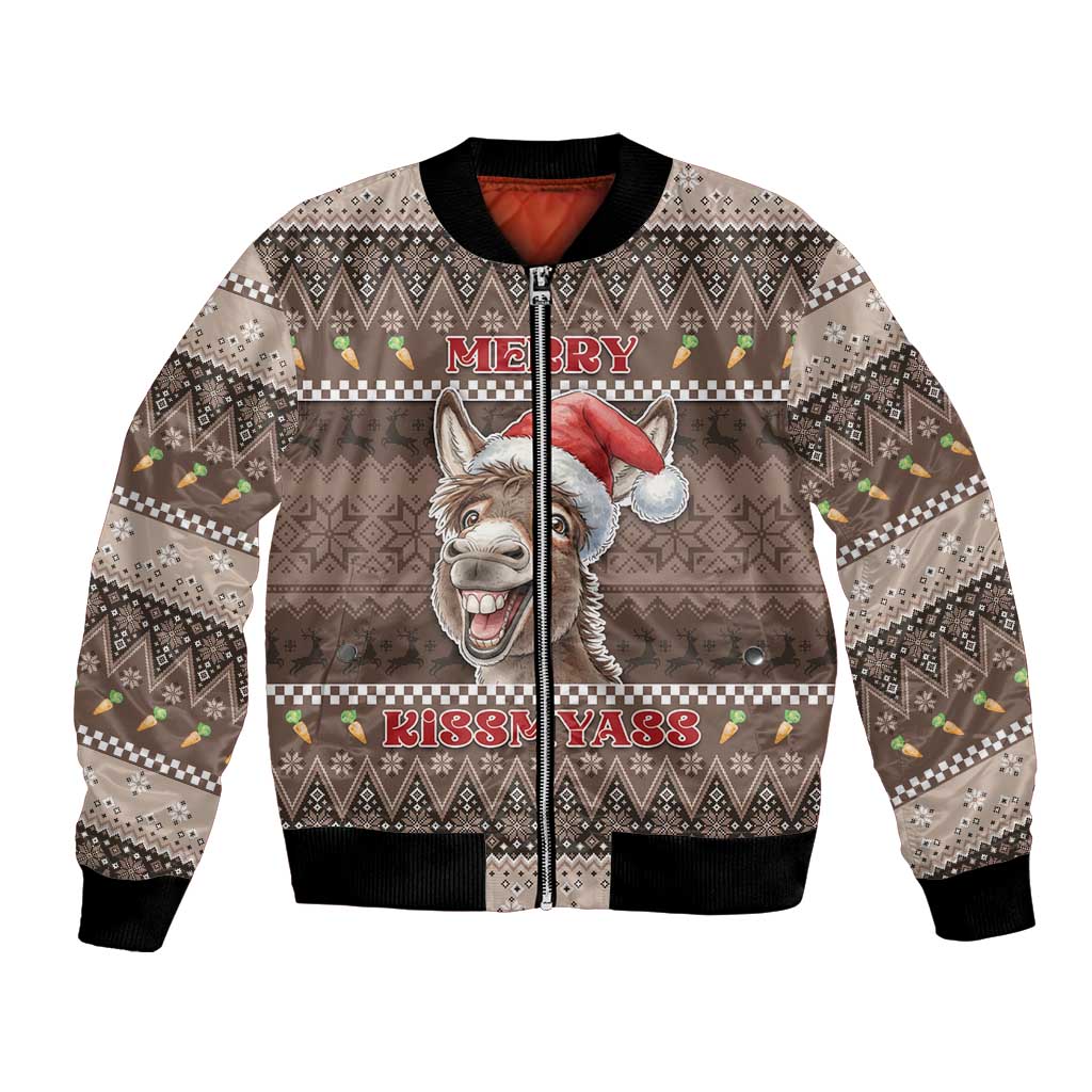 Donkey Christmas Bomber Jacket Merry Kiss My Ass - Wonder Print Shop