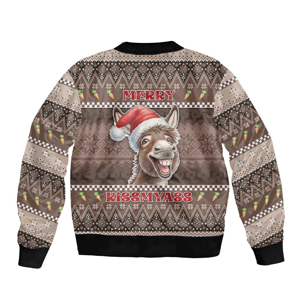 Donkey Christmas Bomber Jacket Merry Kiss My Ass - Wonder Print Shop
