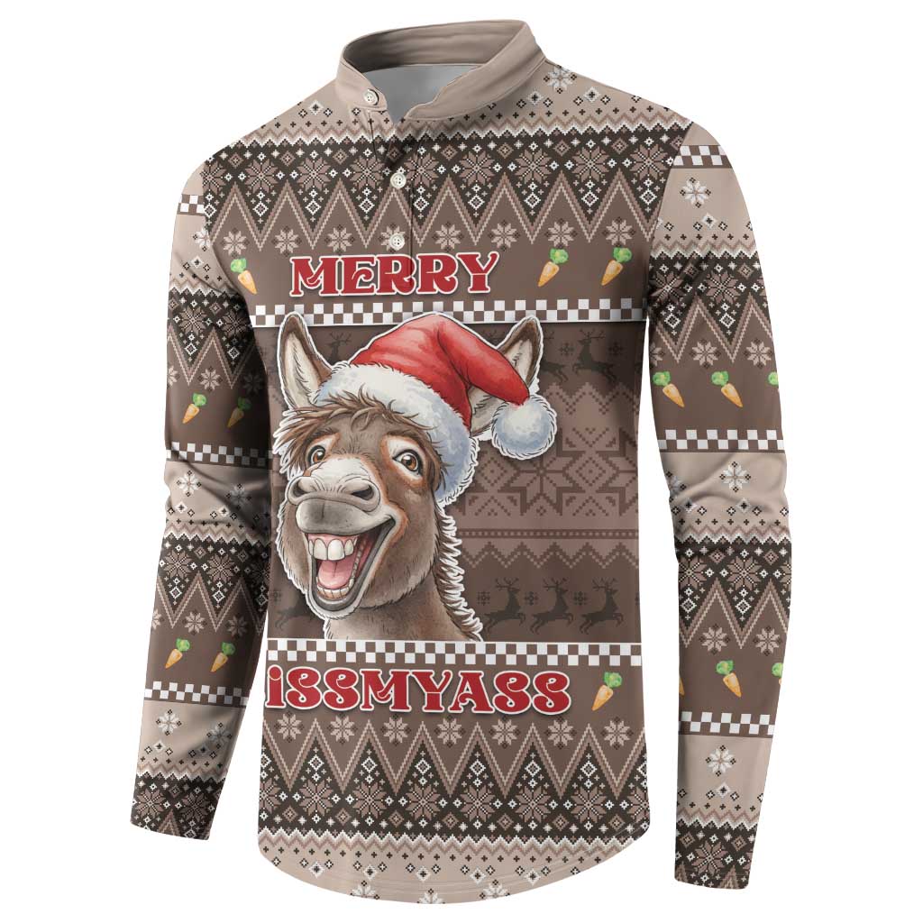 Donkey Christmas Button Sweatshirt Merry Kiss My Ass - Wonder Print Shop