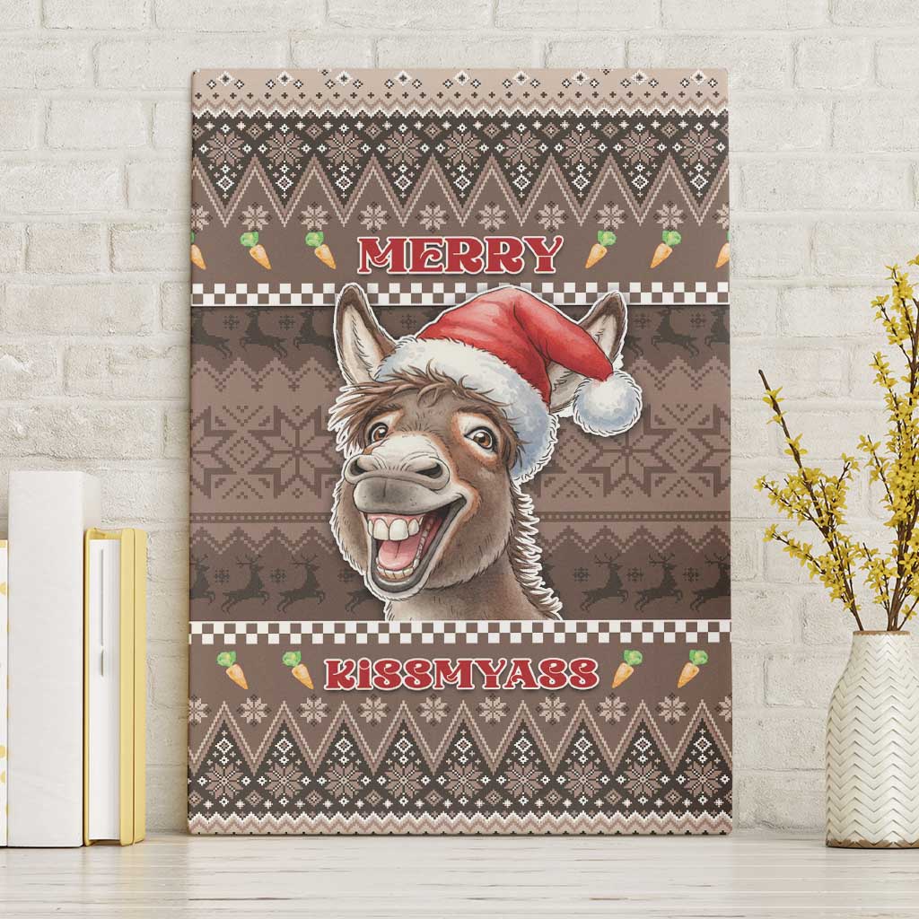 Donkey Christmas Canvas Wall Art Merry Kiss My Ass - Wonder Print Shop