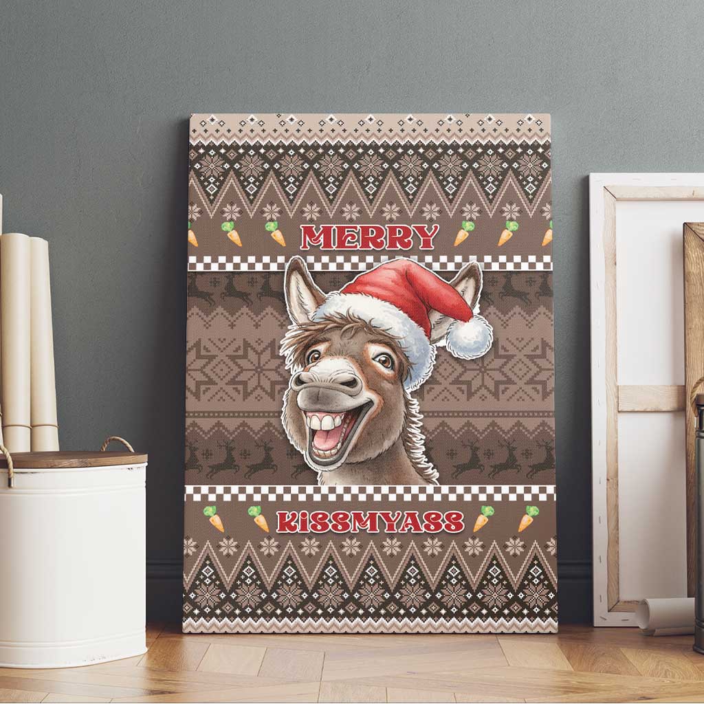 Donkey Christmas Canvas Wall Art Merry Kiss My Ass - Wonder Print Shop
