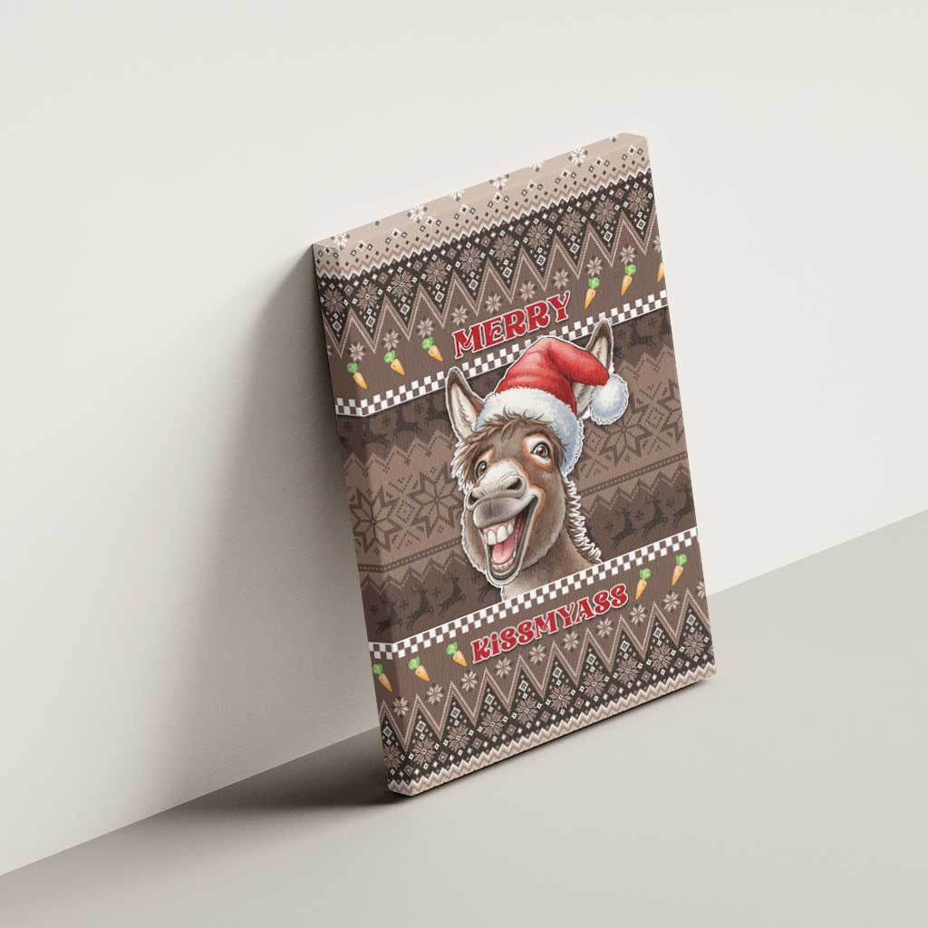 Donkey Christmas Canvas Wall Art Merry Kiss My Ass - Wonder Print Shop