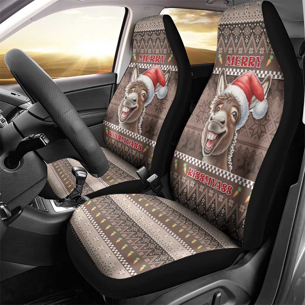 Donkey Christmas Car Seat Cover Merry Kiss My Ass - Wonder Print Shop