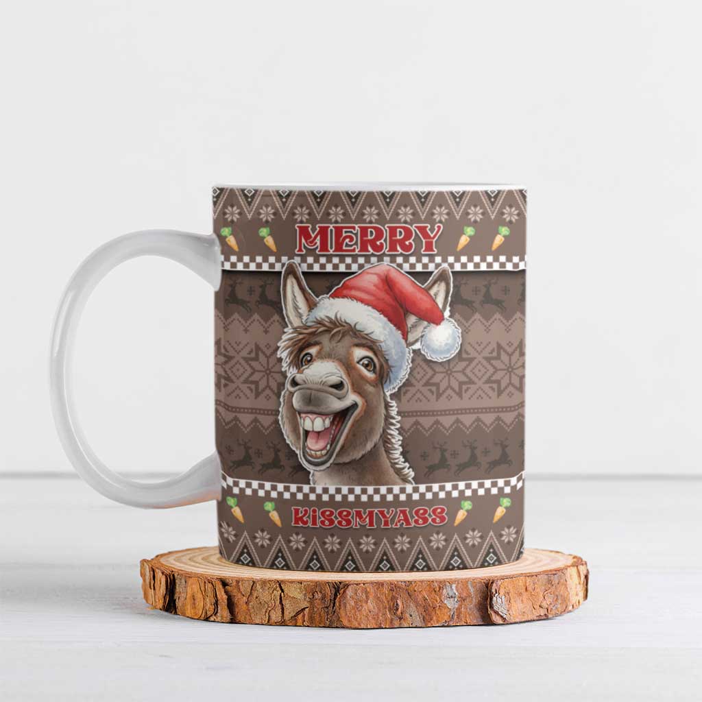 Donkey Christmas Ceramic Mug Merry Kiss My Ass - Wonder Print Shop