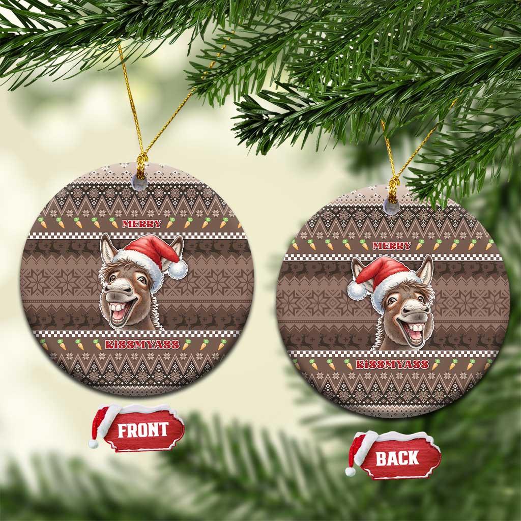 Donkey Christmas Ceramic Ornament Merry Kiss My Ass - Wonder Print Shop